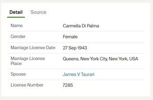 Carmella Di Palma married James V Taurasi.jpg