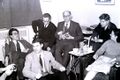 L-R, Lang Jones, Dave Busby, Dicky Howett, Ted Forsyth, Pat Kearney, Ella Parker at Ella Parkers, Summer 1964. Photo by Wally Weber, courtesy of Rob Hansen.jpg