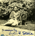 Leslie F. Stone and her dog, Funny Face, early 1930s. Photo courtesy Forry Ackerman..png